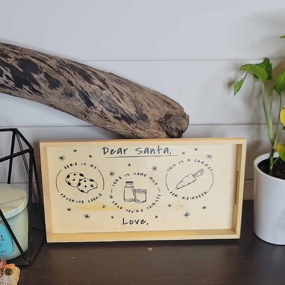 Wooden Santa Tray with Illustrations
